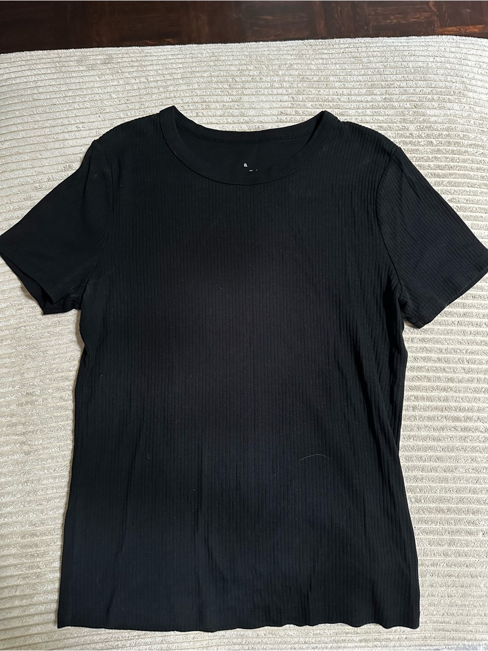 a new day Black Ribbed Short Sleeve Crewneck Top